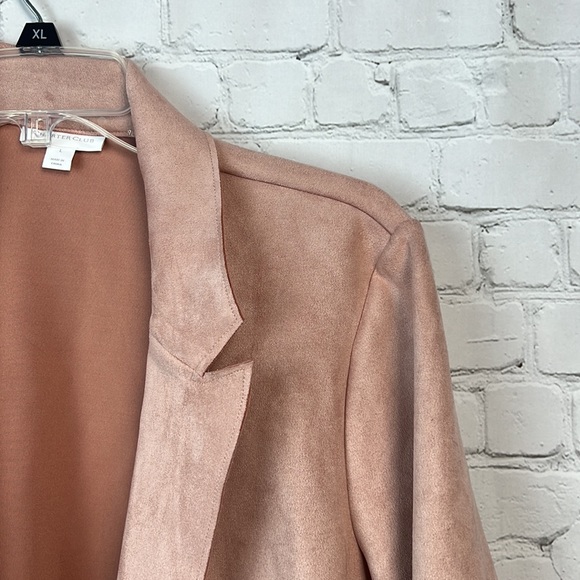 Charter Club Blush Pink Faux Suede Open Front Jacket Size Large - Picture 4 of 6
